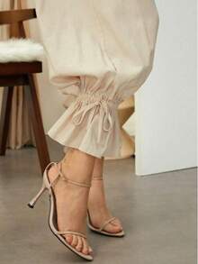 Women's Plus Size Casual Solid Color Knot Strap Binding Rope Body Suit Pants