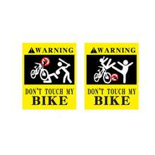 2件/10件“别碰我的自行车”防水山地自行车警示贴纸，自行车装饰贴纸，仅适用于自行车停车警示标志。黄色警示装饰贴纸，笔记本装饰贴纸 - 黃色 - 查看 11