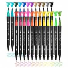 24 Pcs Double-Ended Brush Marker Pens, Fine Point & Brush Tip, Suitable For Coloring Books, Bullet Journals For Kids And Adults, Back To School Supplies, High Quality - Birthday Gift - Christmas Gift - Easter Gift - Valentine's Day Gift - Halloween Gift - Perfect Gift