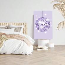 1pc Framed Canvas Wall Art Prints Poster, Purple Coquette Disco Ball Art Posters Canvas Print Painting For Living Room Bedroom Office Bathroom Dorm Home Decor, Ready To Hang - 彩色 - 查看 4