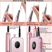 duofu Máquina Eléctrica De Taladro De Uñas Portátil Usb, Pluma De Arte De Manicura Eléctrica Y Rectificadora De Uñas Eléctrica, Kit De Máquina De Manicura Para Uñas Efile De 35000 Rpm Con 14 Piezas De Brocas Para Uñas Y 1 Cepillo Y 6 Bandas De Lija, Pulimento Profesional De Uñas Para Arte De Uñas, Para Dar Forma Y Pulir, Retirar Las Cutículas, Piel Muerta Y Callosidades Y Exfoliador De Gel, Juego De Máquina De Pulido De Uñas Y Aparatode Uñas, Accesorio De Kit De Manicura Y Pedicura Para Uñas De Acrílico Y Gel, Herramienta De Arte Diy Para Uñas, Para Uso En El Hogar Y En El Salón, Regalo De Año Nuevo