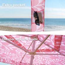 Beach Cabana 6.2'*6.2' Beach Canopy Easy Set Up And Take Down Cabana Tent With Sand Pockets Instant Sun Shade With Side Wall Pink Leaf - 粉紅葉 - 查看 3