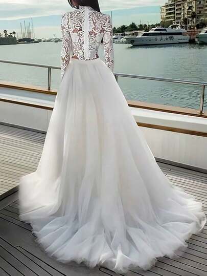 1pc Women's Split Mesh Skirt, High Waist, Tiered, Beach Dress, Sheer, Exported, Spring/Summer Fall Clothes For Women