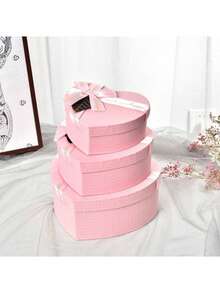 新款蝴蝶结丝带礼盒心形红色包装纸盒带盖礼品盒婚礼情人节圣诞礼物盒 - 彩色 - 查看 5