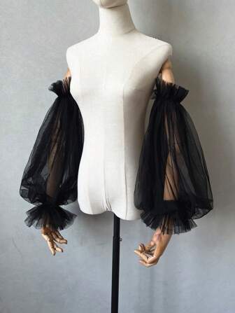 1 par de mangas elegantes con volantes para novia, accesorios de otoño para boda