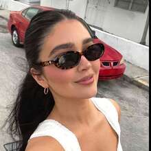 1 件女士全框复古椭圆波西米亚风格时尚眼镜，夏季海滩度假配饰