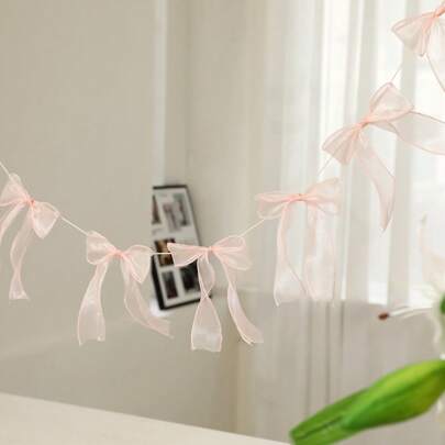 1PC Mesh/Lace Bow Pull Flower, Holiday Atmosphere Decoration Props, Room Decoration, Birthday Party Supplies, Shooting Props, Baby Shower Supplies