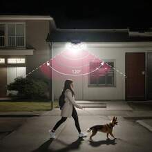 Solar Powered Wall Light With Human Body Sensor, IP44 Waterproof, 3 Heads 74 LED Chips, 270° Wide Angle Lighting, Built-In 18650-800mAh Li-Ion Battery, Durable For Yard, Garage, Street, Park, Outdoor Use - Black - View 10