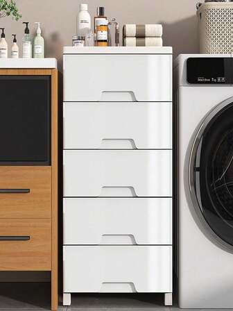Multi-Layer Drawers Storage Cabinet, No Assembly Bedside 5-Drawer Storage Cabinet, Plastic Thicker Storage Box, Movable