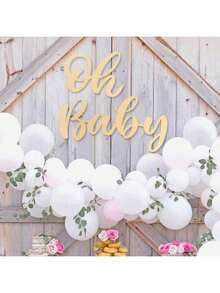 木质婴儿标志婴儿派对横幅，适用于1岁生日背景，婴儿派对标志木制镂空婴儿房装饰，婴儿派对横幅活动装饰，适用于性别揭示背景，婴儿公告