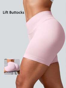 NcmRyu Women's Seamless Butt Lifting Sports Shorts For Gym Workout Fall Clothes For Women - Hồng - Xem 7