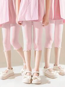 1/2/3 双女童可爱荷叶边针织紧身裤,有弹性,适合春、夏、秋季 - 彩色 - 查看 60