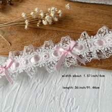 1 Stück französischer Stil Satin Schleife mit doppelter Lage und bestickter Spitzenborte, charmante Schleife, Material für Hochzeitskleider zum selbermachen, Stoff-Spitzenband für Kleidung, Haarzubehör, Heimdekoration, in verschiedenen Farben erhältlich