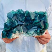 1 Set Stunning Green Fluorite Cube Collection - Belize Style, Elegant Crystal Decor, Suitable For Holiday Gifts, Unique Christmas, Thanksgiving, Valentine's Day Crystal Display And Collection, Unique Crystal Decoration For Home And Office - 400-500G - Xem 1