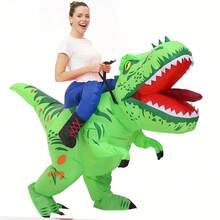 Adult Tyrannosaurus Rex Costume, Dinosaur Knight Costume, Blow Up Dinosaur Costume, Funny Dinosaur Toys Halloween, Party Dress - Green - View 3