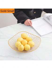 Kitchen Counter Fruit Bowl Large Fruit Basket Bowl Metal Wavy Storage Basket Kitchen Vegetable And Fruit Bowl, Used To Hold Fruits, Vegetables And Bread - Gold - View 2