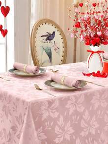 1 pieza Mantel rectangular de jacquard repelente al agua y a prueba de salpicaduras con patrón de hojas caídas, tela gruesa, adecuado para cenas, reuniones y días festivos - Rosa - Ver 5