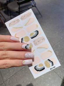 1 件新款豹纹全指甲贴，防水可移除指甲贴，适合女士使用，适合节日、派对、生日礼物