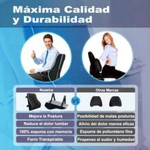 Apoyo Lumbar Soporte Lumbar para Sillacon Espuma con Memoria Diseño Ergonomico Transpirable Aliviar El Dolor de Espalda Adecuado para Auto Viajes y Hogar - Negro2 - Ver 3