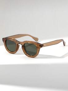 1副男士椭圆形复古铆钉凸面加厚个性化街头风T台沙滩时尚眼镜，适合夏季海滩度假、户外活动和旅行 - 彩色 - 查看 16