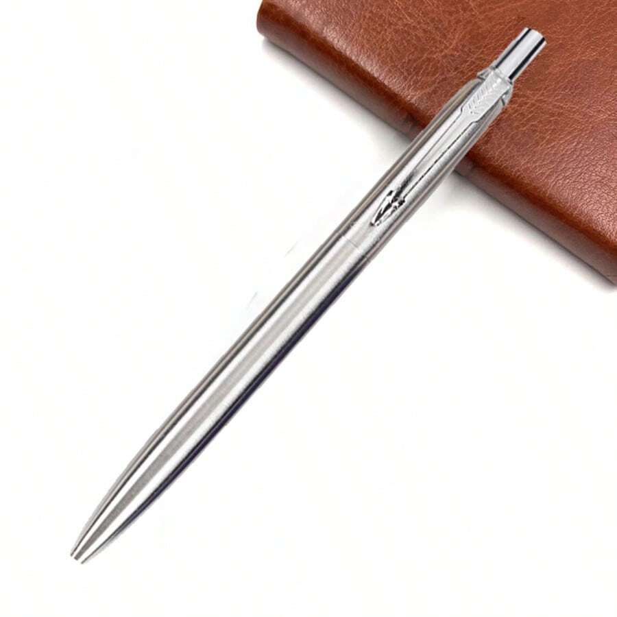时尚简约半钢金属签名笔 - 顺滑油性圆珠笔，高端广告礼品笔，伸缩商务笔，适用于学校用品，返校