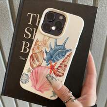 1 pieza Funda de teléfono con material TPU y diseño de estrella de mar y concha de colores, compatible con iPhone/teléfonos, versión internacional, no la versión nacional - Blanco - Ver 2