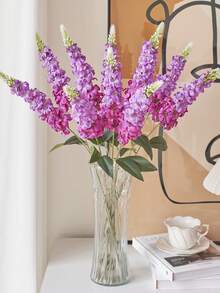 2pcs Snapdragon Artificial Flowers Pink Delphinium Artificial Silk Flowers Long Stem Hyacinths Fake Flowers For Wedding Home Outdoor Party Floral Arrangement Centerpiece Table Decorations - Purple - View 1