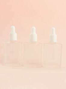 3/5/10/20pcs/Set Square Matte Empty Refillable Glass Dropper Bottles 5ml/8ml/10ml/15ml/20ml For Essential Oil, Serum, Perfume, Travel And DIY Use, White And Silver Cap
