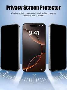 5 piezas Protector de pantalla de vidrio templado con privacidad, compatible con iPhone 17/15/16/14/11/12/13 Pro Max, vidrio templado anti-espionaje, también se ajusta a XS Max/XR/X/15/7/8 Plus/SE/16e, regalo de cumpleaños, accesorios para teléfono - Negro - Ver 3