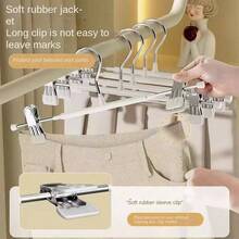 10 件防损裤架，不锈钢防滑衣架，可调节夹子，适用于裤子、裙子、内衣 - 彩色 - 查看 6