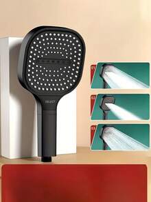 3pcs High Pressure Square Handheld Shower Head With Filter, Wall-Mounted Plastic Massage Shower Head, Water-Saving Rain Shower Head, 3 Modes And Adjustable Nozzle Button, Anti-Clogging Nozzle, Water-Saving Square Design, Modern Minimalist Style - Multicolor - View 7