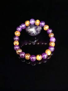 Amethyst Tigers Eye Gemstone Bracelet Anxiety Bracelet For Women Men Powerful Protection Calming Crystals Yoga Meditation Jewelry 8mm