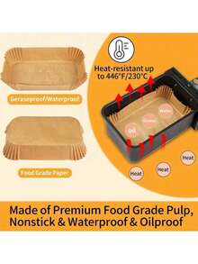 50/100/200 件一次性棕色矩形空气炸锅内衬羊皮纸，矩形空气炸锅纸，不粘空气炸锅烘焙纸，食品纸盘和防油纸，适用于烘烤面包、蛋挞、奶酪、土豆、海鲜、烤箱配件、烘焙工具、厨房小工具、厨房配件 - 彩色 - 查看 8