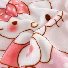 Sanrio Sanrio Hello Kitty Flannel Throw Blanket - Contemporary Style, All Seasons Cozy Knitted Polyester, Digital Print, Multipurpose, Soft Texture, Machine Washable, 200-250gsm