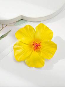 3个热带芙蓉花发夹，女士人造鸡蛋花发爪，适合海滩、派对、波西米亚风、时尚、优雅、简约风格，纯色，适合日常、休闲、派对、通勤、度假、盘发、马尾辫、洗脸、化妆、服装配饰，扁平爪夹，头部配饰，发卡 - 彩色 - 查看 4