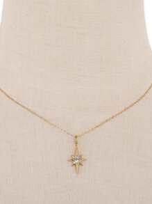1 pezzo Collana con pendente a forma di stella del nord in zirconia, in argento sterling 925, elegante e versatile, gioiello di moda regalo adatto per uso quotidiano e occasioni.
