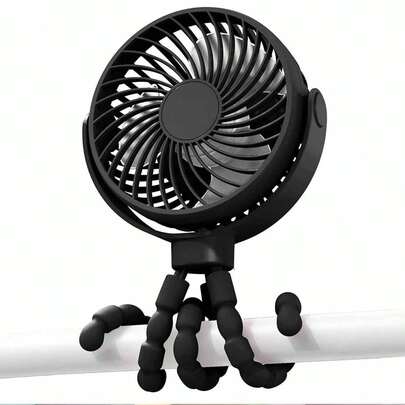 Octopus Shaped Transformable Fan, Portable Clip-On Fan, Rechargeable, 720° Adjustable, With LED Light, Compact Desk Fan, Powerful Yet Quiet, 3 Wind Speeds, USB Charging, Mini Personal Cooling Fan For Desk, Home Office, Stroller, Camping, Gift For Her