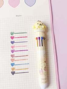Sanrio 1/6支装 按压式十色圆珠笔 卡通可爱库洛米多色凝胶笔 旋律文具 可爱书写笔 返校学习用品（部分笔款随机发货）