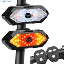 Luz trasera inalámbrica con control remoto para bicicleta, con LED, bocina, luz de freno, recargable por USB, luz de advertencia de para bicicleta de montaña - Multicolor - Ver 2