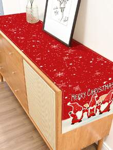 1pc Christmas Pattern Leaf Print Table Runner, Christmas Table Runner/Cloth, Suitable For Holiday, Party, Birthday, Dinner, Kitchen, Dining Room, Seasonal Home Decor - Multicolor - View 28