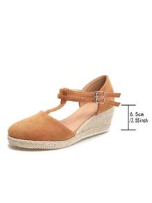 Fashionable & Elegant Casual Versatile Daily Commute Solid Color Casual Commuting Outdoor Outdoor Party Elegant Party Resort Fashion Fabric Lace-Up Women's Thick Bottom Wedge High Heel Shoes Female Shoes Autumn Shoes Flats Beach Holiday Wedding Party Home Outdoor All Season