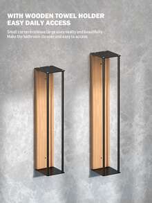 1 件浴室壁挂式毛巾架，毛巾收纳架，壁挂式毛巾架，易于安装，无需打孔或冲孔安装，适用于浴室毛巾收纳，卷起毛巾收纳，浴室配件 - 黑色 - 查看 11