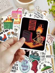 50pcs Snarky Meme Stickers,Good-Looking Cute Cartoon Creative Cartoon Decorating,Suitable For Decorating Handbooks Phone Cases,Skateboards,Guitars,Parties Suitcases Boxes Helmets Envelopes Diy Decorative Stickers,It Can Also Be Used As A Christmas Halloween Gift And Birthday Gift