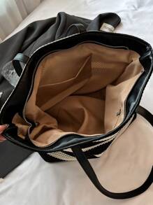 Bolsa Sacola Casual com Um Ombro na Moda, Bolsa de Mão para Escritório e Deslocamento para Mulheres, Bolsa de Viagem de Férias e Escola com Cores Contrastantes