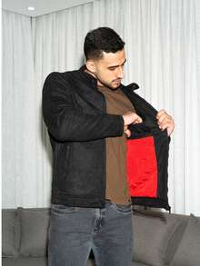 Men's Suede Jacket - Black - View 2