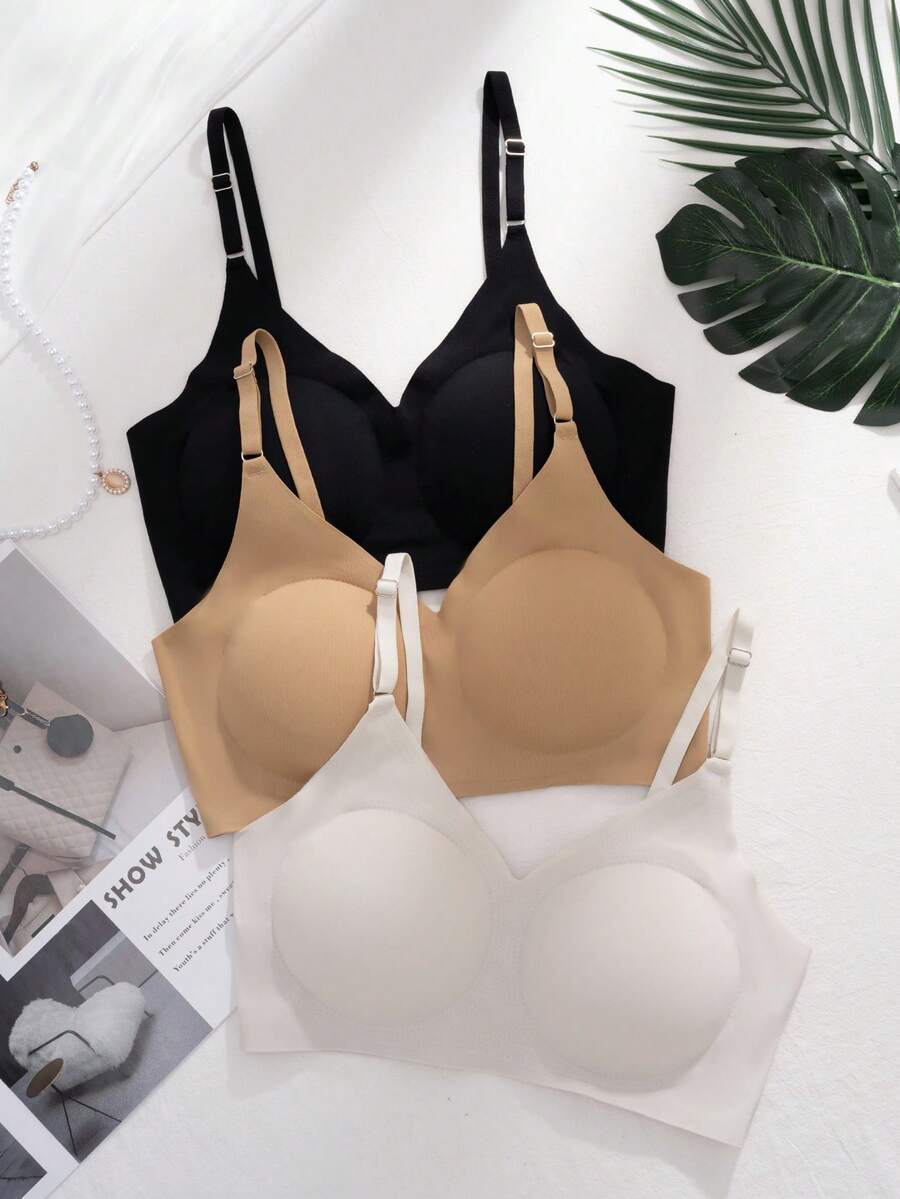 3件套女士无钢圈文胸，性感无缝舒适透气运动文胸