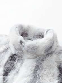 男士时尚扎染胸贴装饰弹力袖口户外休闲保暖立领仿毛皮长袖外套，秋冬款 - 灰色 - 查看 3