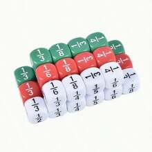 12pcs 16mm Round Fraction Dice, For Math Education - 1/2, 1/3, 1/4, 1/5, 1/6, 1/8 - Suitable For School And Home Teaching - Multicolor - View 5