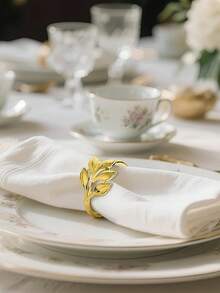 10 件可重复使用的镀金合金餐巾环：边缘光滑，易于清洁，适合婚礼派对庆祝和节日晚宴 - 彩色 - 查看 9