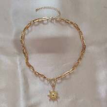 1 pieza Collar con colgante de sol vintage de moda, cadena para el cuello de uso diario